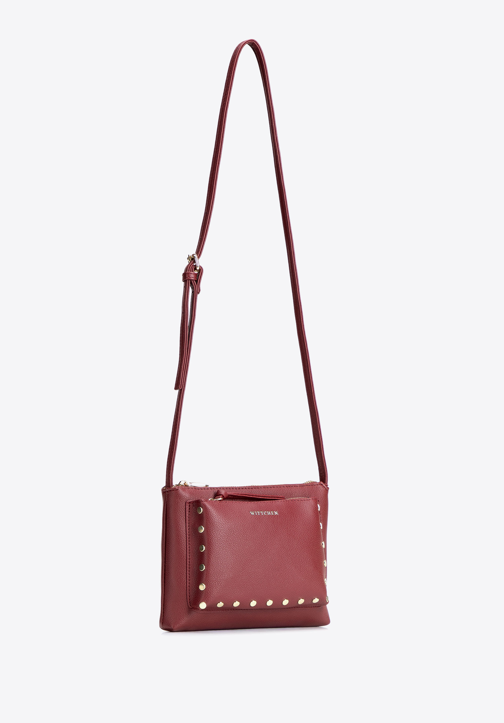 Dámská malá crossbody kabelka s ozdobnými cvočky, vínová, 104-4Y-505-P, Obrázek 1