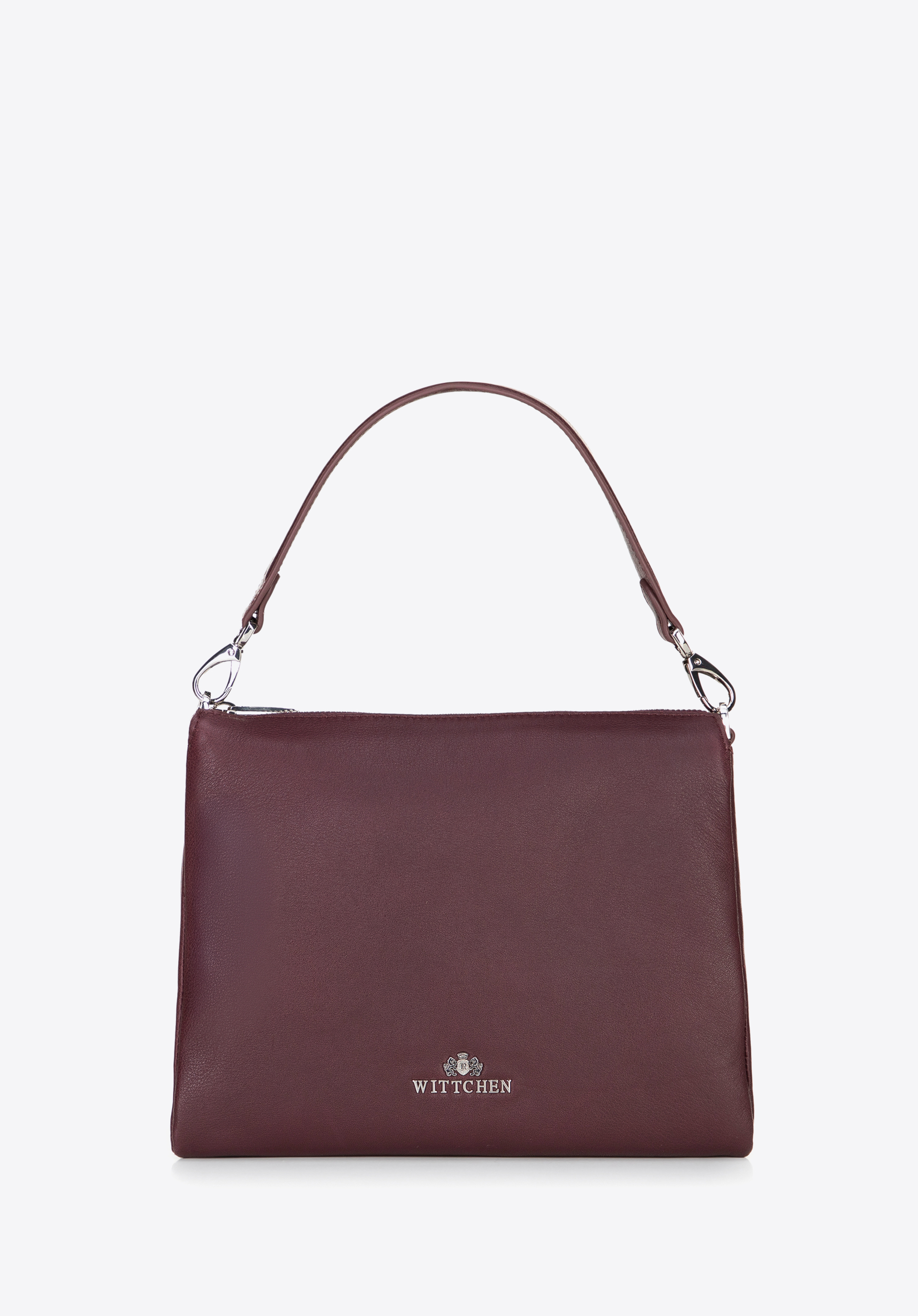 Dámská tříkomorová kožená crossbody kabelka, vínová, 100-4E-808-3, Obrázek 1