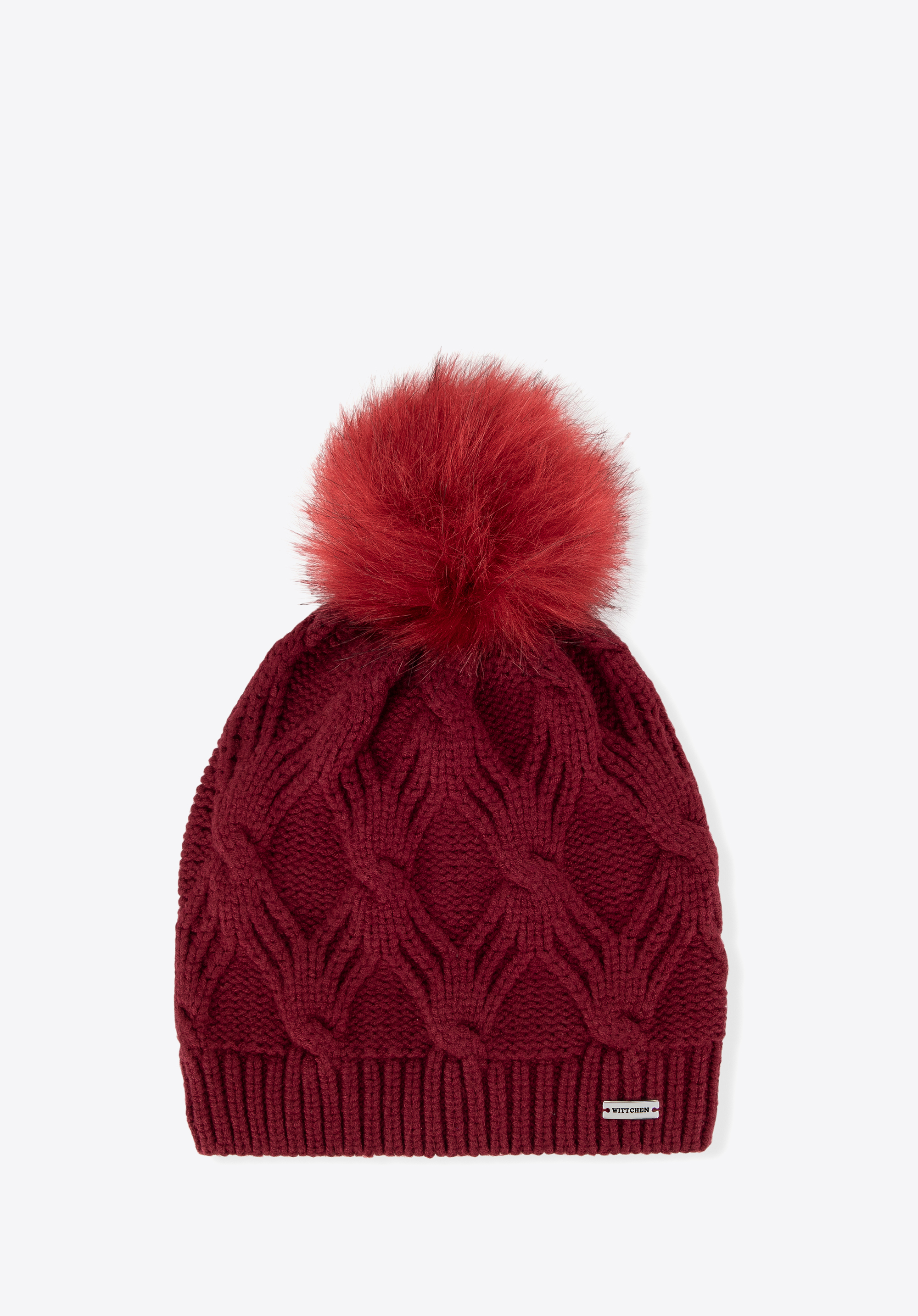 Dámská zimní pletená čepice s bambulkou