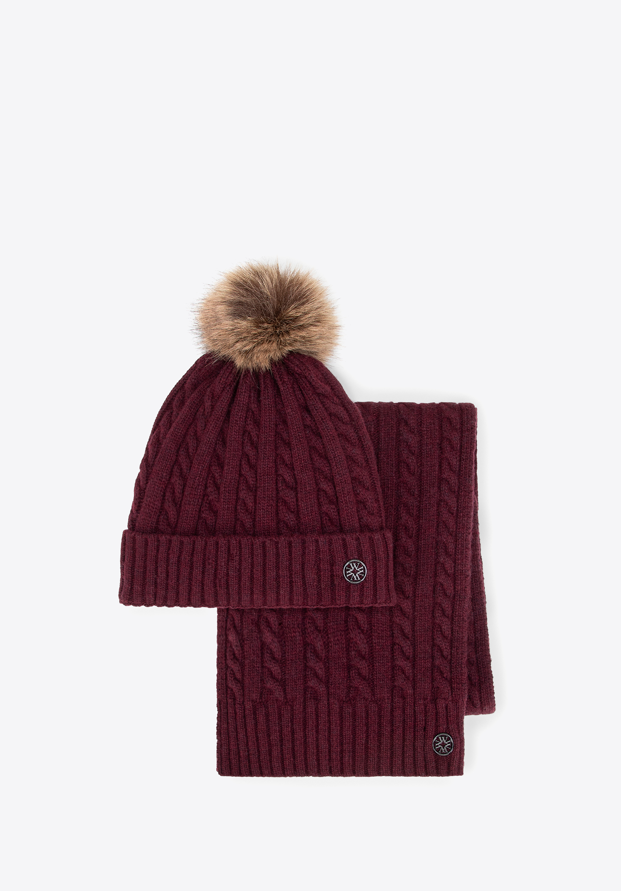 Dámská zimní souprava ze směsi vlny, vínová, 101-SF-500-2, Obrázek 1