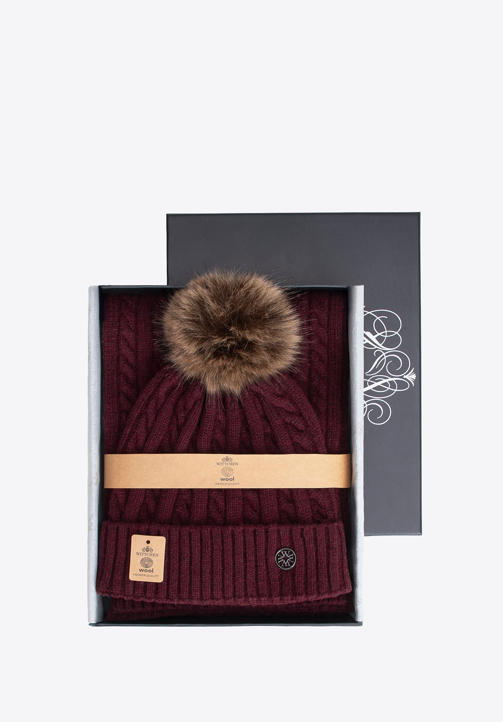 Dámská zimní souprava ze směsi vlny, vínová, 101-SF-500-2, Obrázek 1