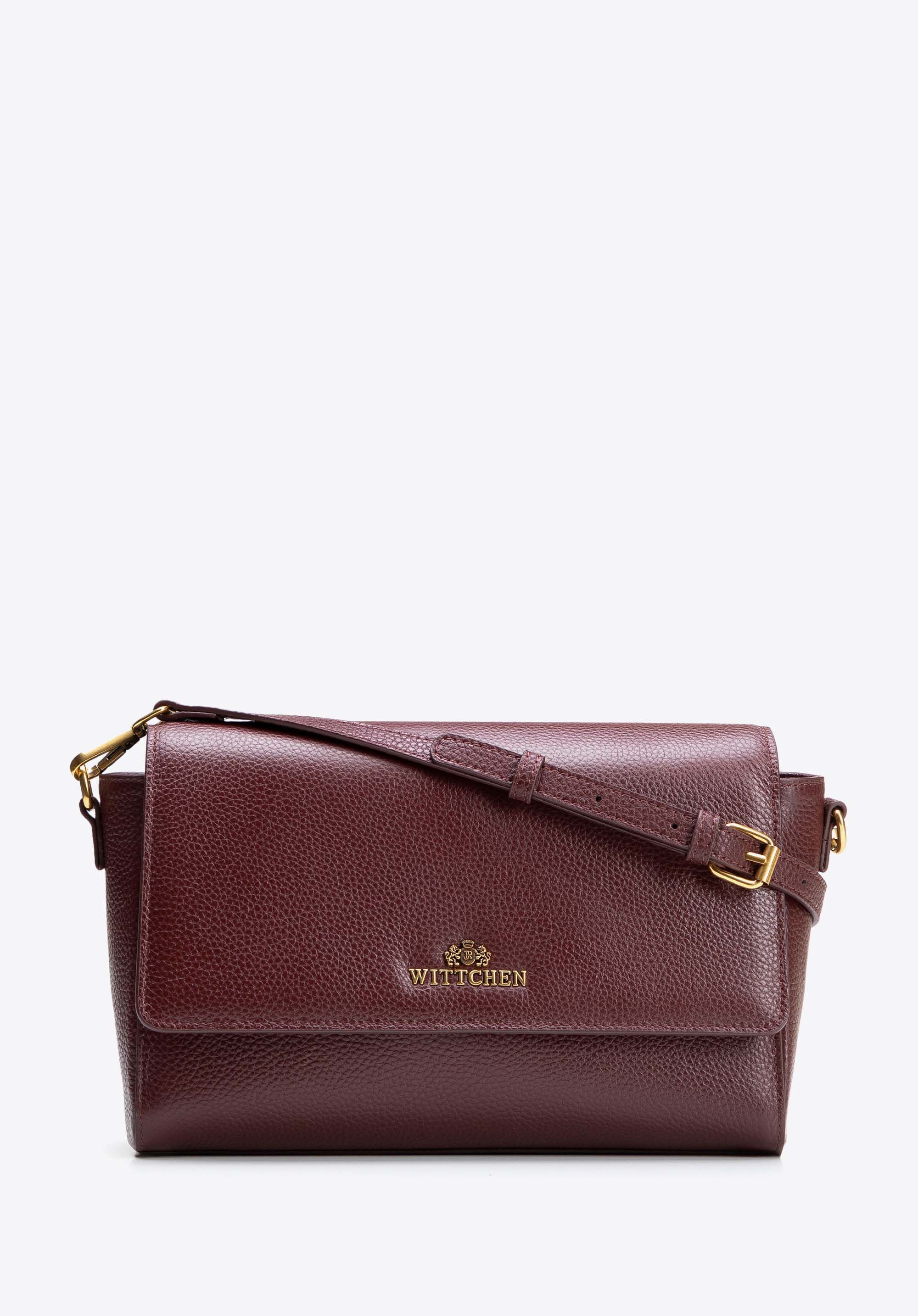Elegantní kožená crossbody kabelka, vínová, 102-4E-211-3, Obrázek 1