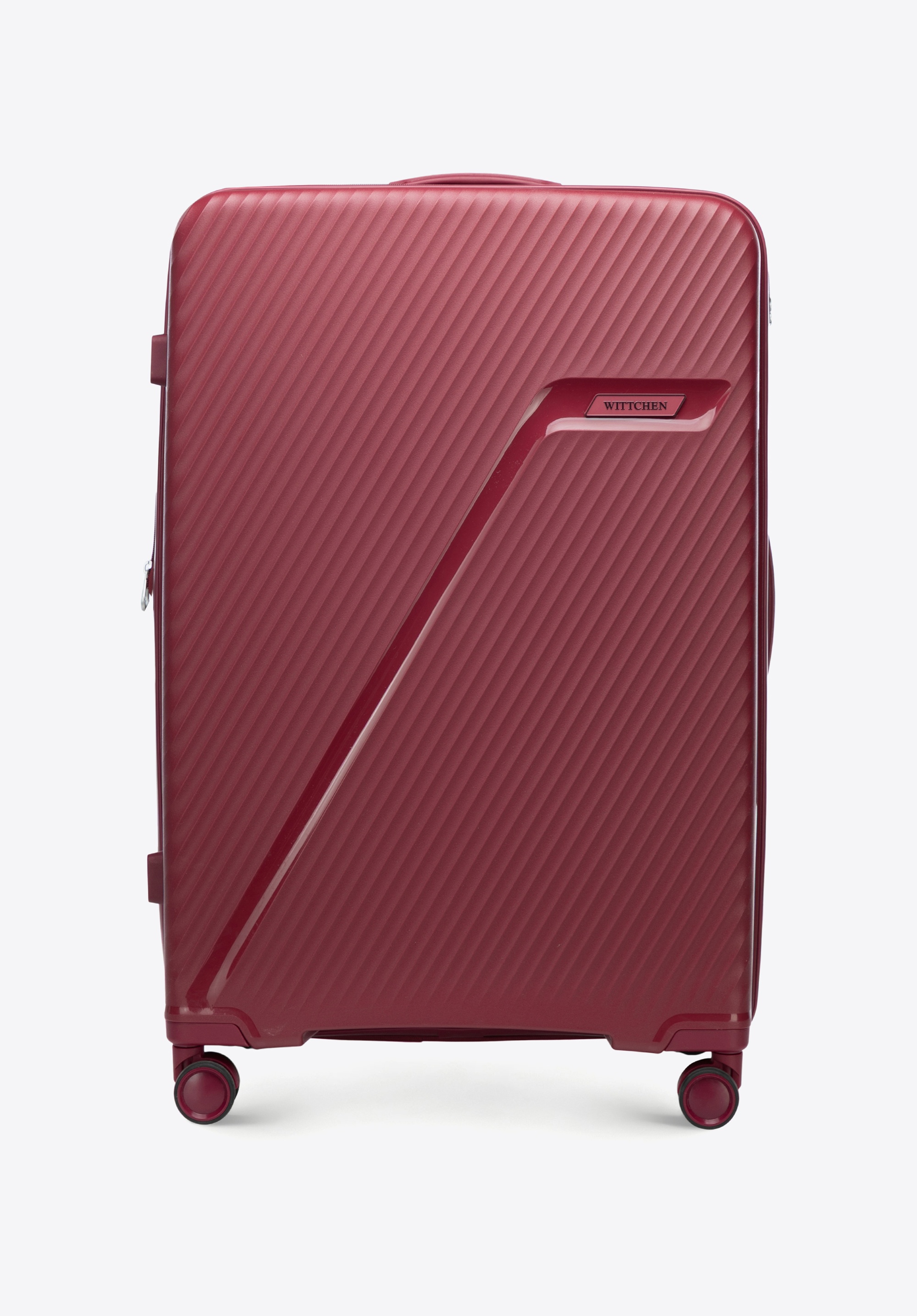 Velký polypropylenový kufr s diagonálními pruhy, vínová, 56-3T-503-30, Obrázek 1