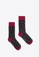 Pánské ponožky s barevnými puntíky, vínovo-černá, 98-SM-050-X3-40/42, Obrázek 2