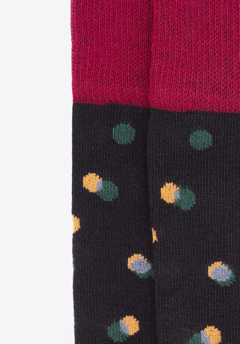 Pánské ponožky s barevnými puntíky, vínovo-černá, 98-SM-050-X2-40/42, Obrázek 4