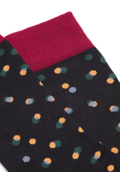 Pánské ponožky s barevnými puntíky, vínovo-černá, 98-SM-050-X3-40/42, Obrázek 5