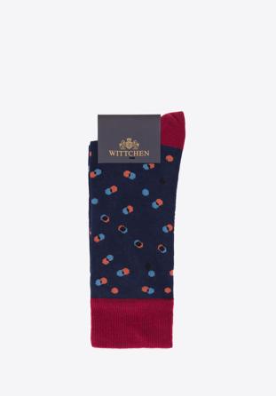Pánské ponožky s barevnými puntíky, vínovo-tmavěmodrá, 98-SM-050-X2-40/42, Obrázek 1