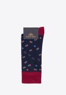 Pánské ponožky s barevnými puntíky, vínovo-tmavěmodrá, 98-SM-050-X3-43/45, Obrázek 1