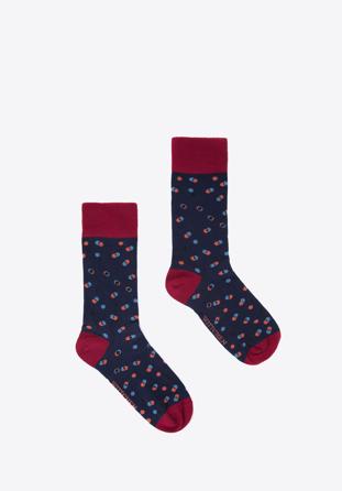 Pánské ponožky s barevnými puntíky, vínovo-tmavěmodrá, 98-SM-050-X2-40/42, Obrázek 1