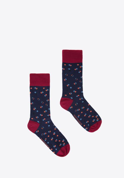 Pánské ponožky s barevnými puntíky, vínovo-tmavěmodrá, 98-SM-050-X2-40/42, Obrázek 2