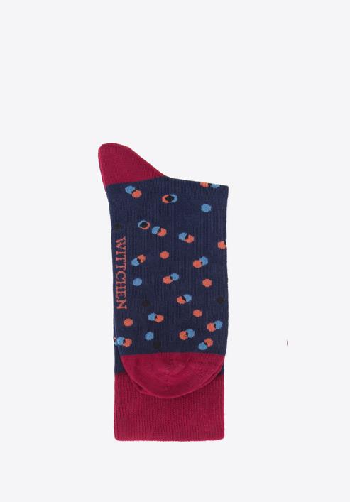 Pánské ponožky s barevnými puntíky, vínovo-tmavěmodrá, 98-SM-050-X2-40/42, Obrázek 3