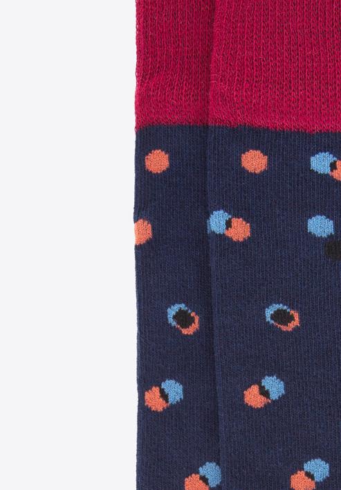 Pánské ponožky s barevnými puntíky, vínovo-tmavěmodrá, 98-SM-050-X3-43/45, Obrázek 4