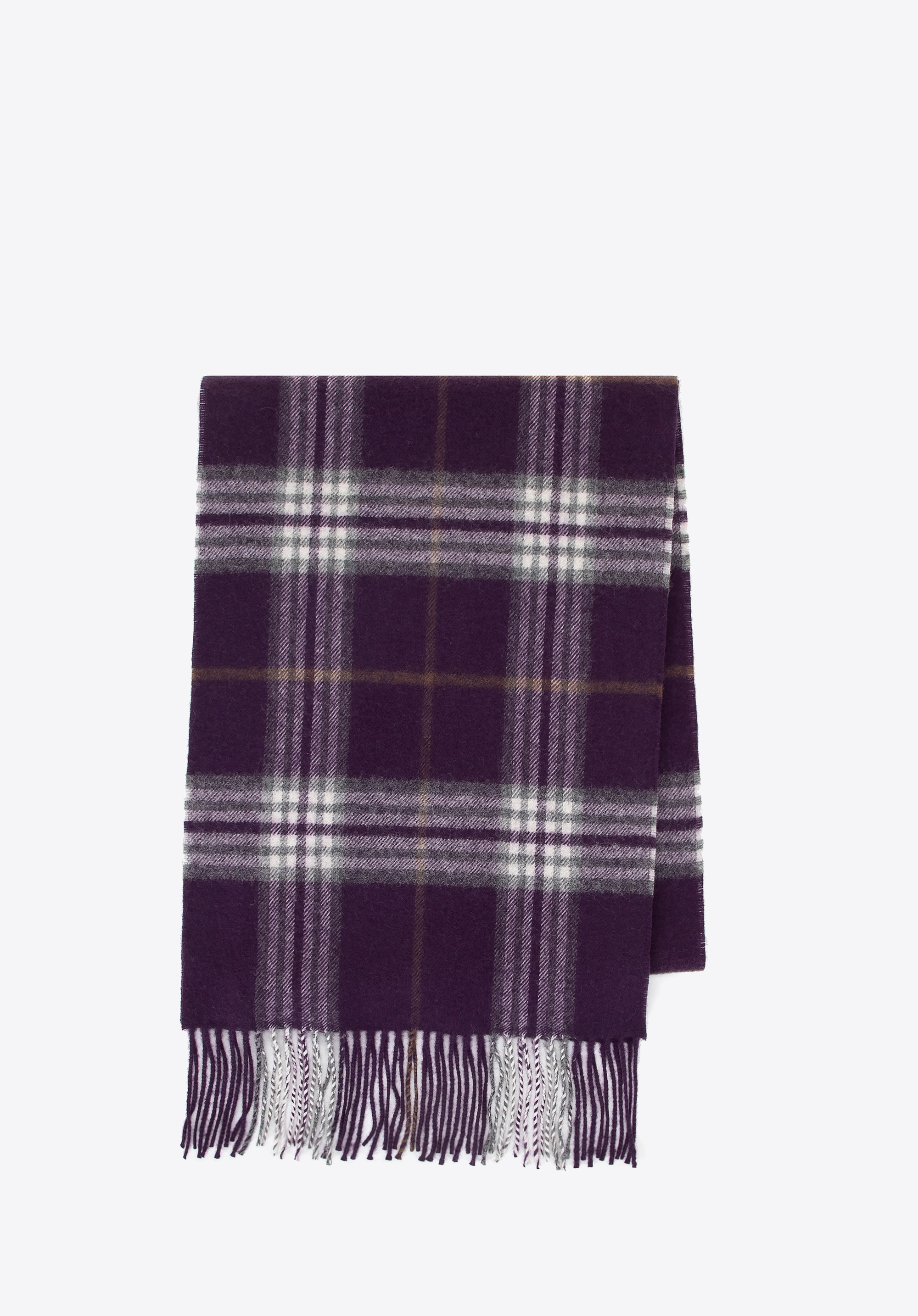 Eșarfă unisex din lână în carouri, violet - alb, 100-7U-003-V, Fotografie 1