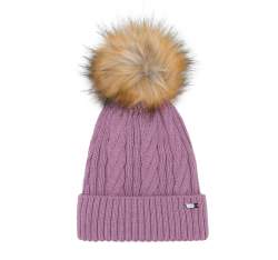 Pălărie de damă cu țesătură decorativă și pompon, violet deschis, 95-HF-019-VP, Fotografie 1