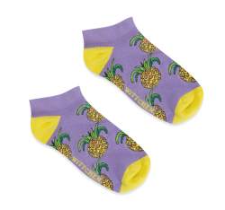 Ciorapi de damă cu model de ananas, violet - galben, 94-SD-006-X1-35/37, Fotografie 1