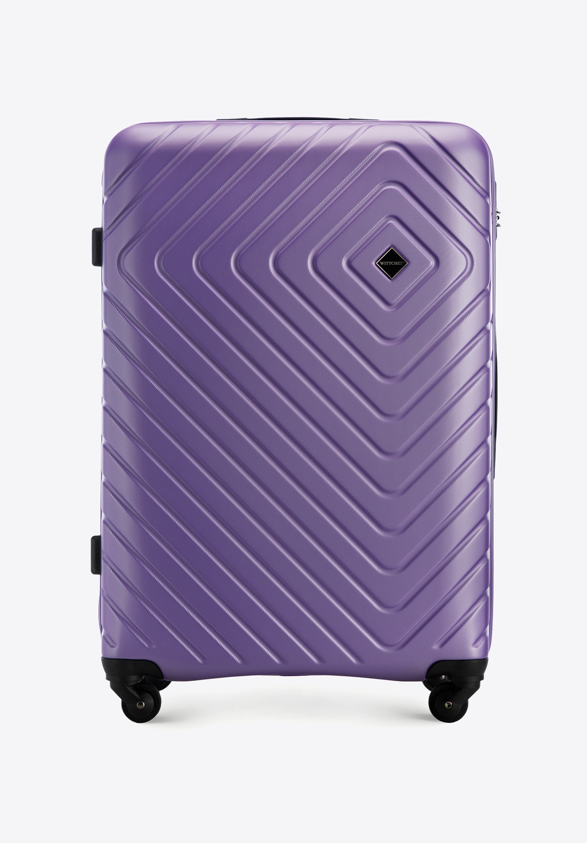 Geamantan mare din ABS cu model geometric ștanțat, violet, 56-3A-753-25, Fotografie 1