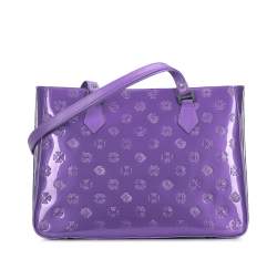 Geantă shopper din piele lucioasă cu monogramă, violet, 34-4-098-FF, Fotografie 1