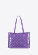 Geantă shopper din piele lucioasă cu monogramă, violet, 34-4-098-6L, Fotografie 2