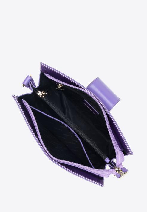 Geantă tip plic de damă din piele lacuită metalizată cu două compartimente, violet, 34-4-240-PP, Fotografie 3