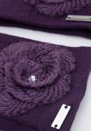 Mănuși de damă cu o floare tricotată, violet, 47-6-119-P-U, Fotografie 4