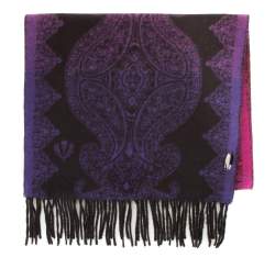 Șal de damă cu efect de umbrire, ornamentat, violet - negru, 91-7D-X26-X1, Fotografie 1