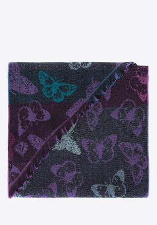 Eșarfă pentru femei cu fluturi, violet - negru, 91-7D-X29-X1, Fotografie 1