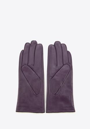 Mănuși de piele de damă cu cusături cu fir, violet - negru, 39-6-913-F-S, Fotografie 1