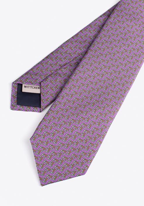 Cravată din mătase cu model, violet - portocaliu, 97-7K-001-X18, Fotografie 4