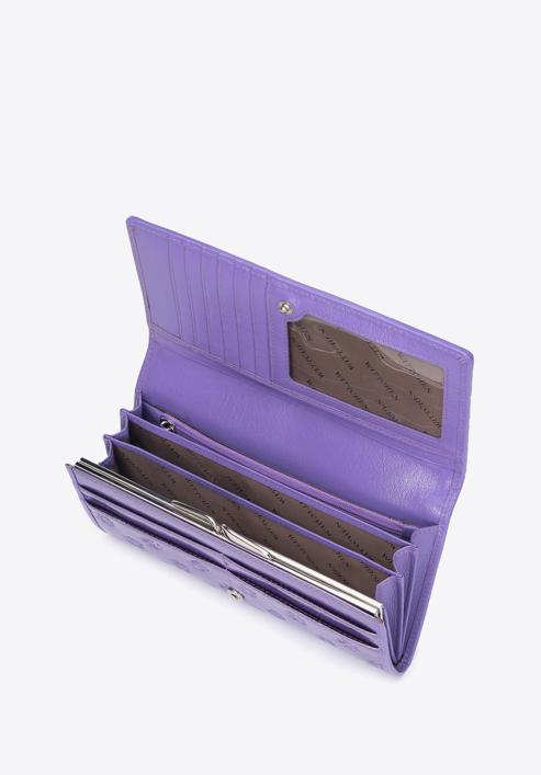 Portofel de damă din piele cu monogramă în relief, violet, 34-1-075-FF, Fotografie 3
