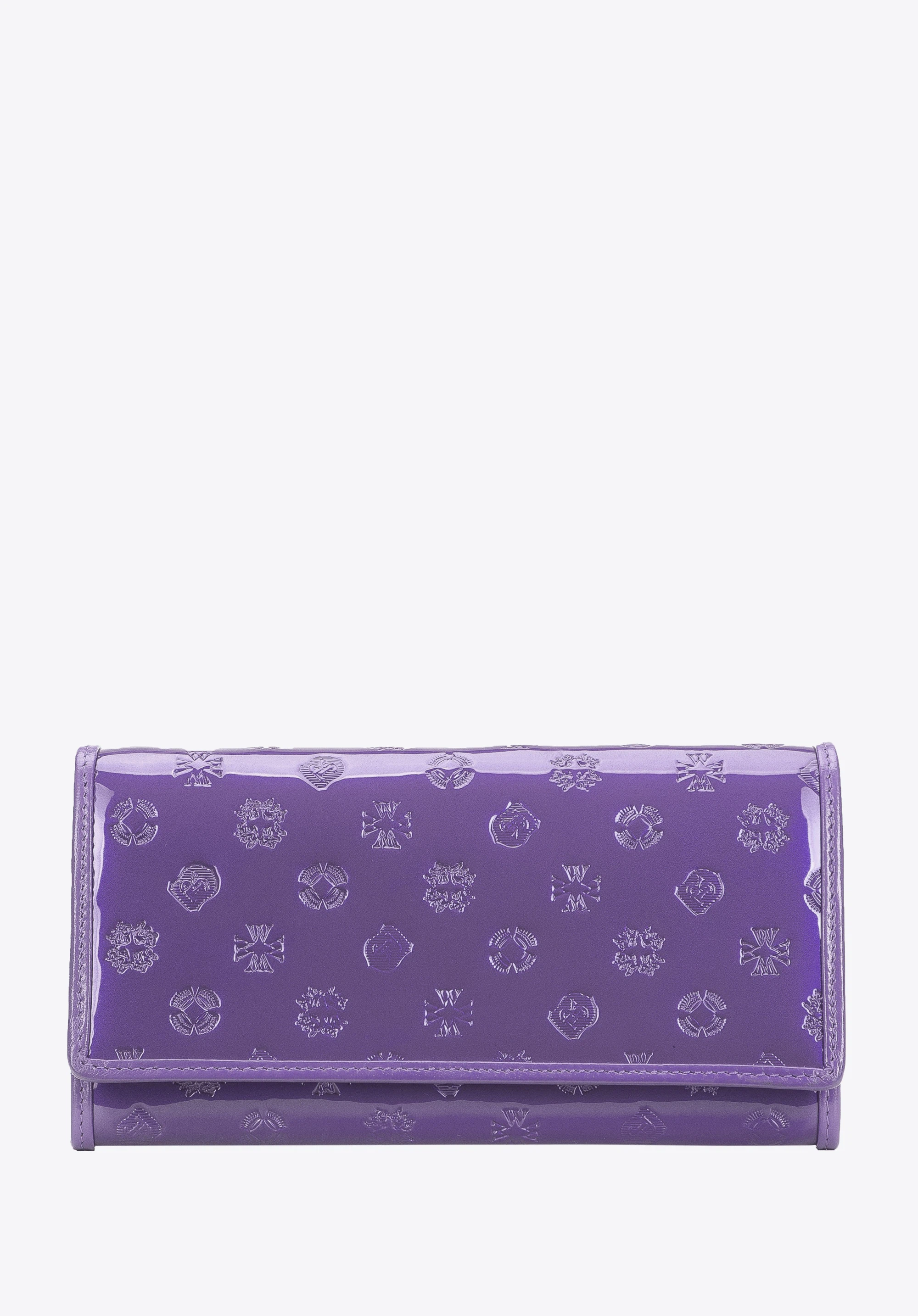 Portofel de damă din piele lăcuită cu monogramă, violet, 34-1-052-FF, Fotografie 1