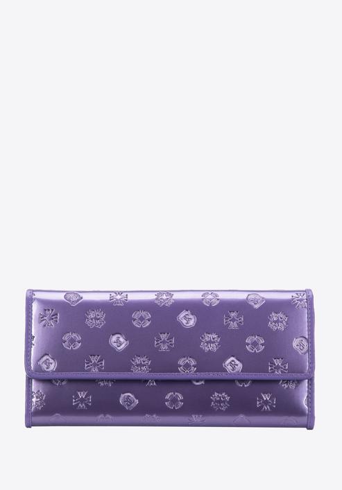 Portofel de damă din piele lacuită cu monogramă, violet, 34-1-413-FF, Fotografie 1