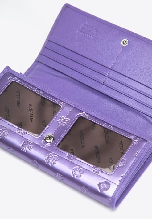 Portofel de damă din piele lăcuită cu monogramă, violet, 34-1-052-000, Fotografie 5