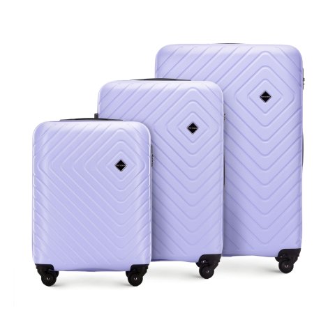Set de valize din ABS cu model geometric ștanțat, violet, 56-3A-75S-10, Fotografie 1