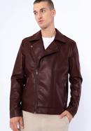 Jachetă bărbătească din piele artificială de motociclist, vișiniu, 97-9P-154-1-2XL, Fotografie 1