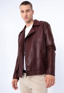 Jachetă bărbătească din piele artificială de motociclist, vișiniu, 97-9P-154-Z-L, Fotografie 16