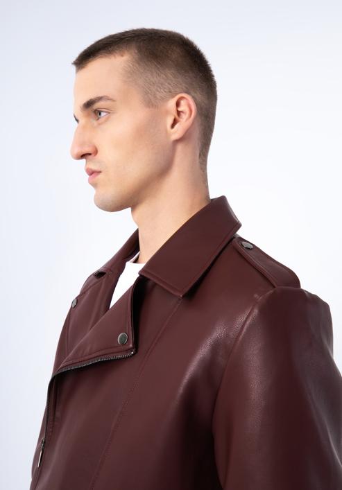 Jachetă bărbătească din piele artificială de motociclist, vișiniu, 97-9P-154-1-2XL, Fotografie 19