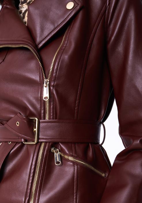 Jachetă biker din piele artificială pentru femei, vișiniu, 97-9P-103-5-XL, Fotografie 19