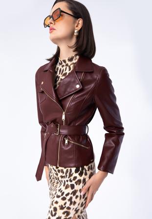 Jachetă biker din piele artificială pentru femei, vișiniu, 97-9P-103-3-XL, Fotografie 1