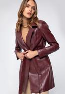 Jachetă din piele artificială pentru femei cu curea, vișiniu, 97-9P-101-3-2XL, Fotografie 2