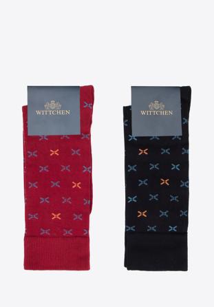 Férfi zokni ajándékszett-2 pár, vörös-sötétkék, 95-SK-902-1-43/45, Fénykép 1