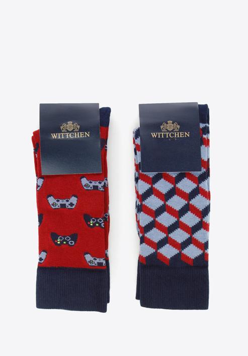Férfi zokni ajándékszett- 2 pár, vörös-sötétkék, 96-SM-S02-X6-43/45, Fénykép 1