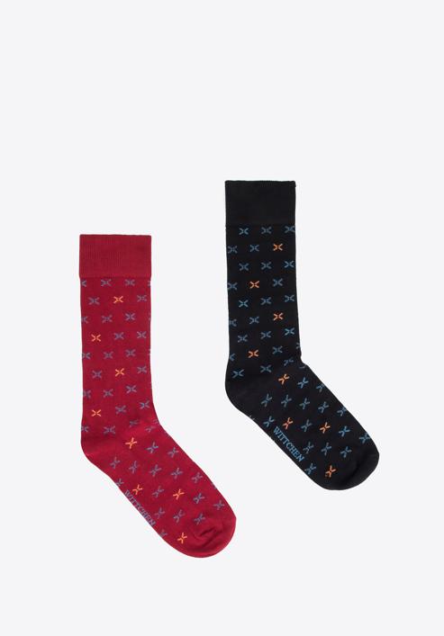 Férfi zokni ajándékszett-2 pár, vörös-sötétkék, 95-SK-902-1-40/42, Fénykép 2
