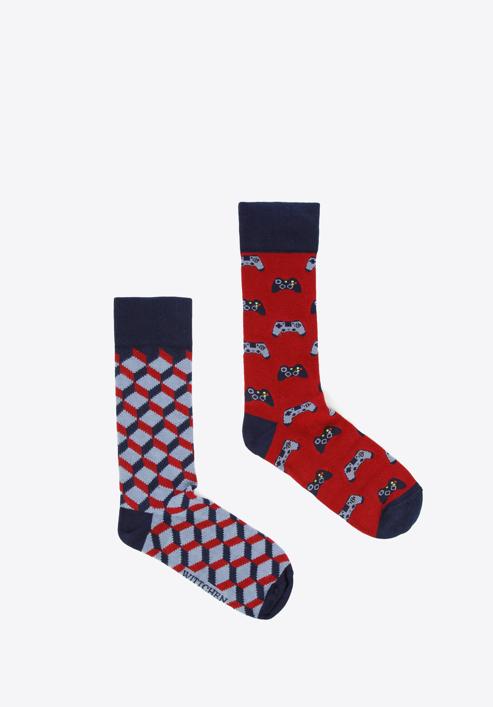 Férfi zokni ajándékszett- 2 pár, vörös-sötétkék, 96-SM-S02-X6-43/45, Fénykép 2