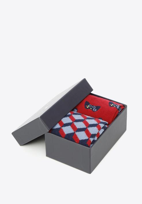 Férfi zokni ajándékszett- 2 pár, vörös-sötétkék, 96-SM-S02-X6-40/42, Fénykép 3