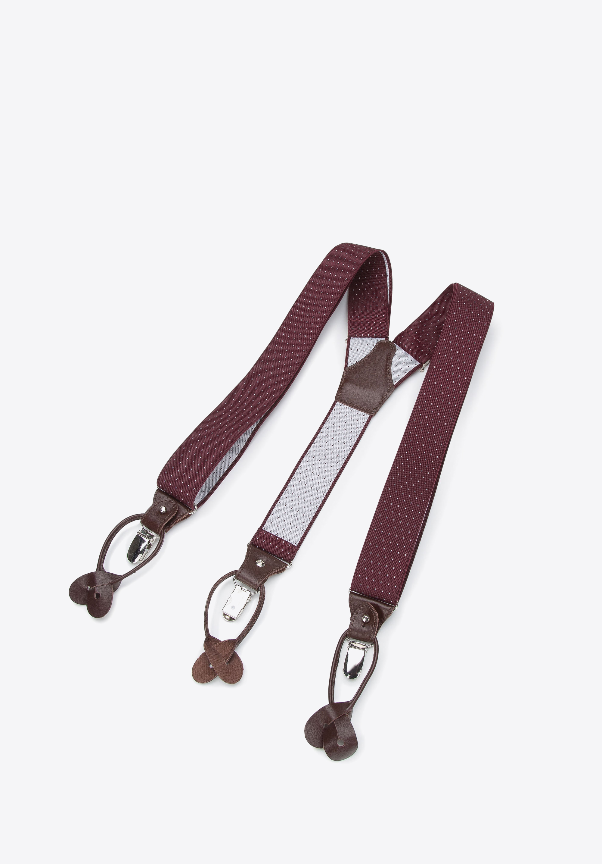 Gemusterte Hosenträger für Herren, weinrot-weiß, 94-SZ-001-X6, Bild 1