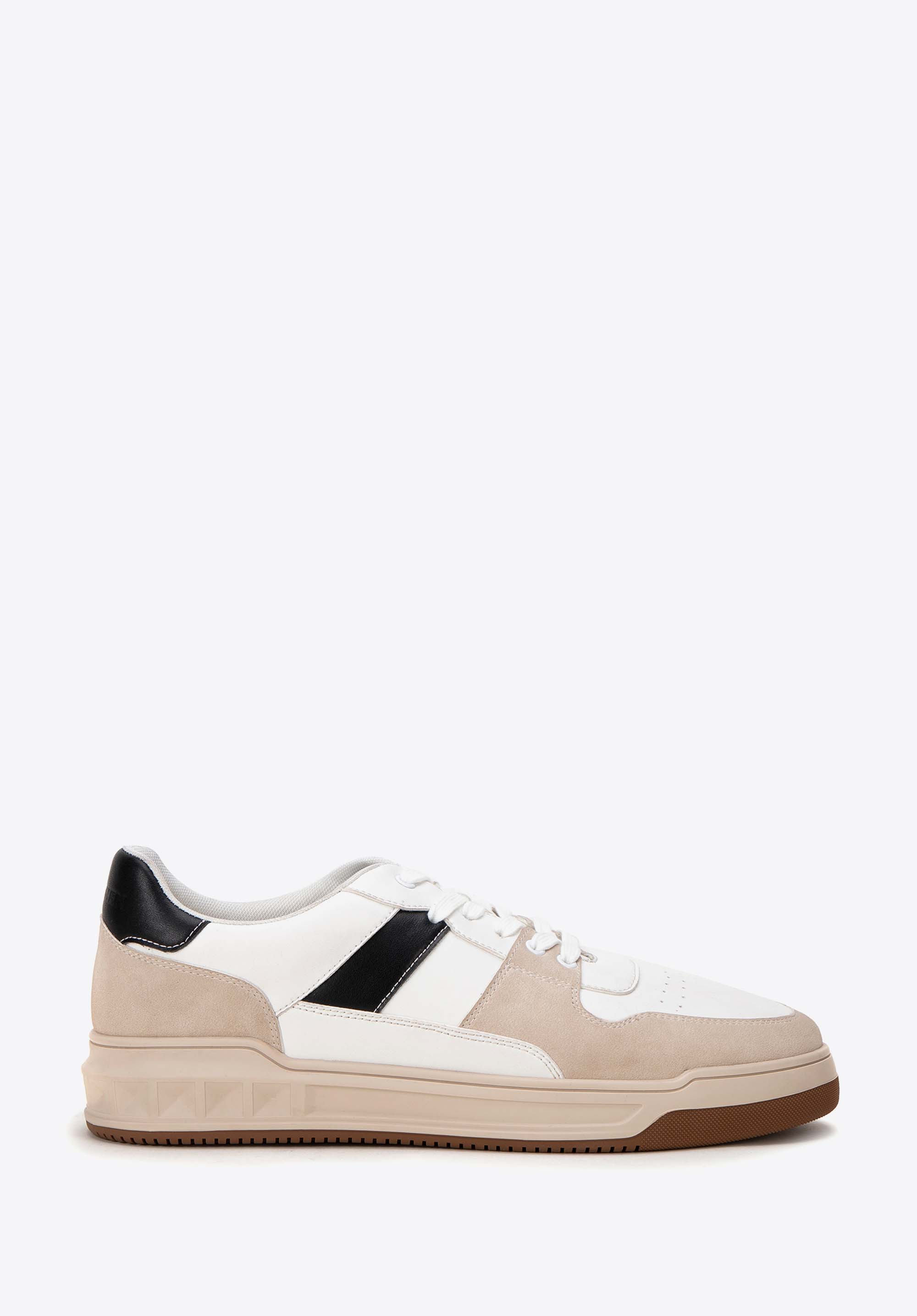 Herren-Sneaker aus Kunstleder, weiß-beige, 99-M-715-0-42, Bild 1