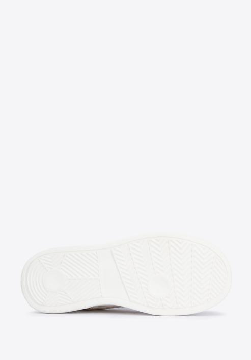 Sneakers für Damen aus Leder mit Karo-Einsätzen, weiß-beige, 95-D-951-0-37, Bild 6