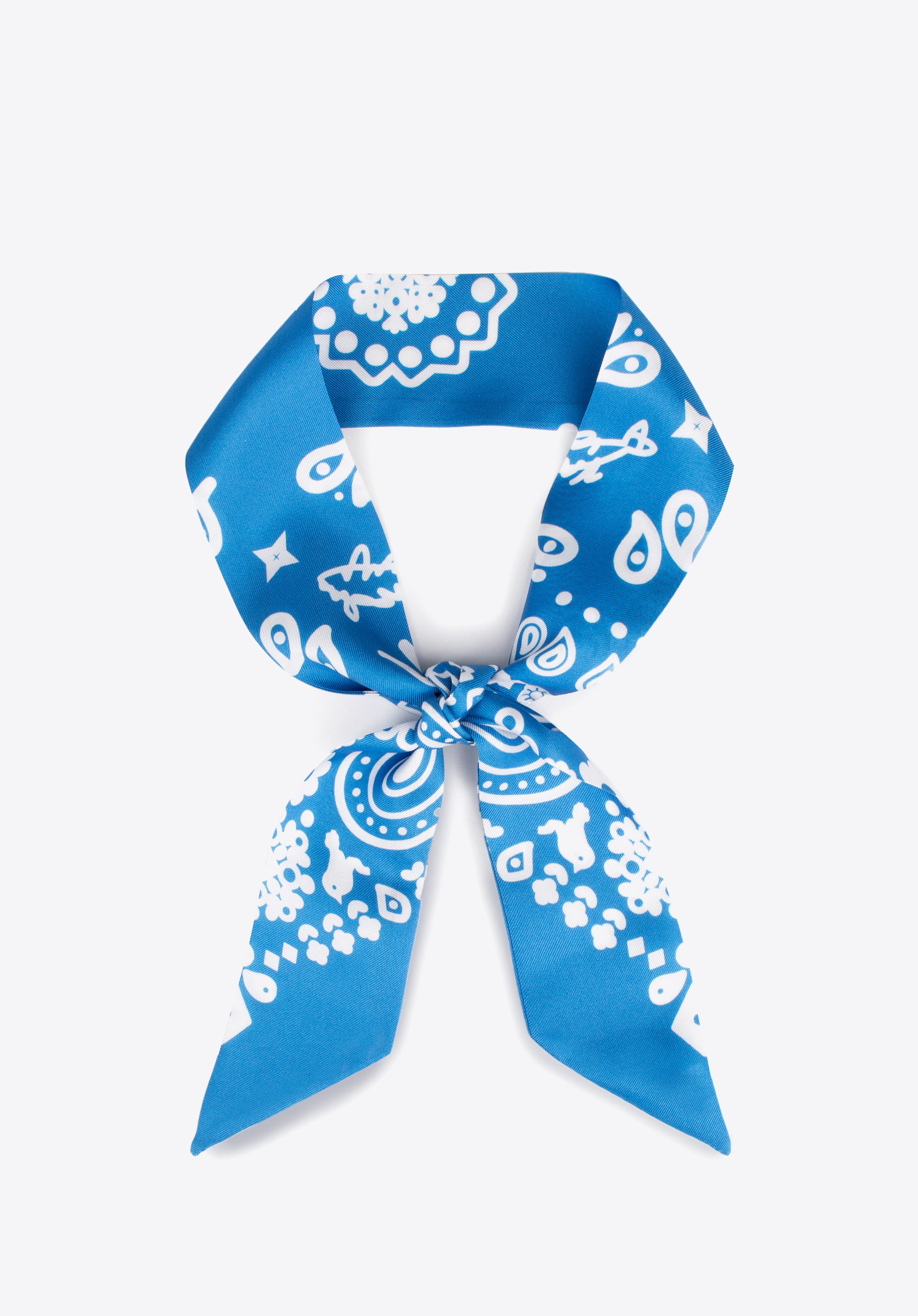 Seidenschal für Damen, weiß-blau, 97-7T-001-X16, Bild 1