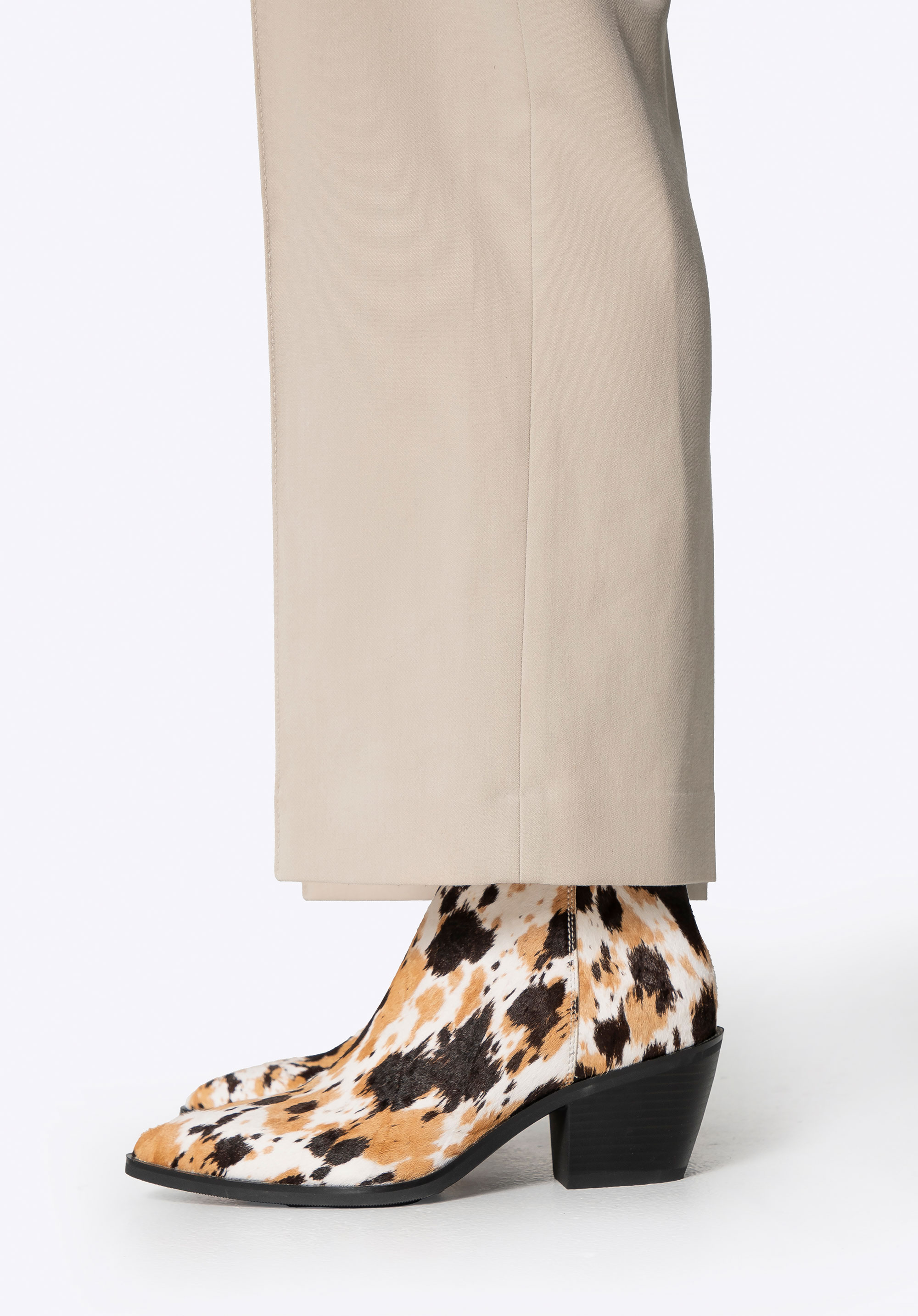 Damen Cowboystiefel aus Kuhfell-Leder, weiß-braun, 101-D-963-5-37, Bild 1