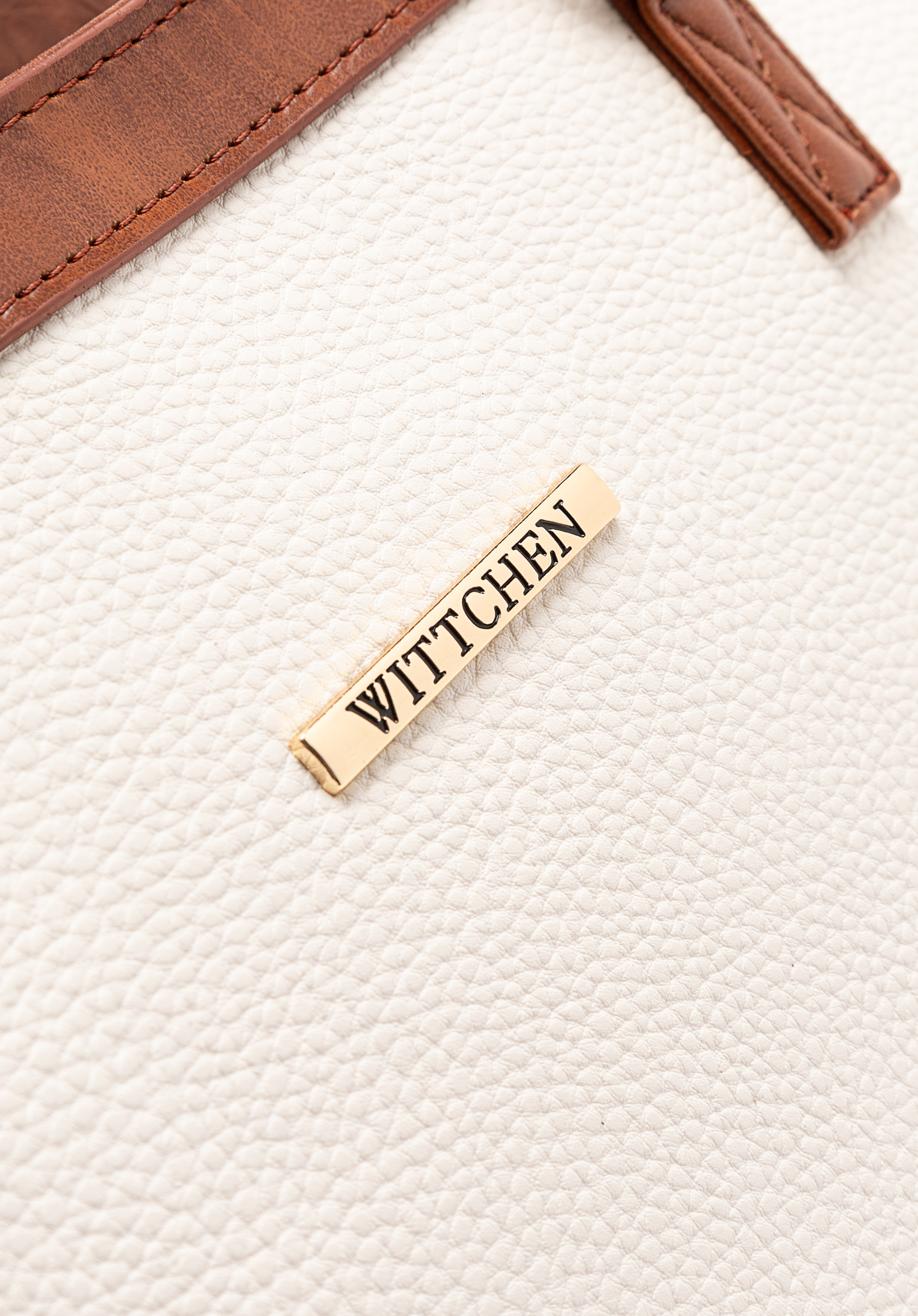 Damen Umhängetasche Kunstleder A4 - Shopper Mit Reißverschluss, Beige